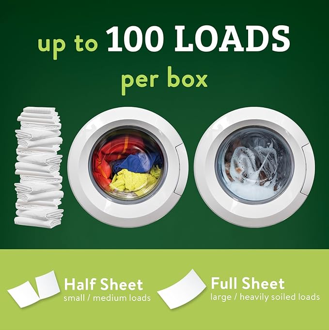 Biokleen Laundry Detergent Sheets - Dye & Fragrance Free, Hypoallergenic, Enzymatic Cleaner, Stain Remover, Bio Active Formula, No Plastic Jug, Unscented, 100 Loads-CubbioJoy