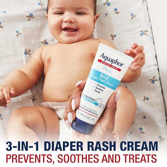 Aquaphor Baby Skin Care Essentials Gift Set with Baby Wash and Shampoo (16.9 Fl Oz) + Healing Ointment for Chapped Skin and Drool Rash (7Oz) + Diaper Rash Cream (3.5Oz), Hypoallergenic-CubbioJoy