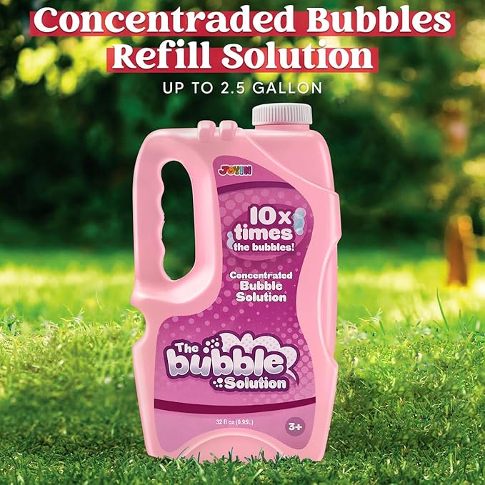 JOYIN 32 oz Bubble Solution Refills (Close to 1L/ 2.5 Gallon), Concentrated Solution for Bubble Machine, Wands, Blower, Easter (Pink)-CubbioJoy