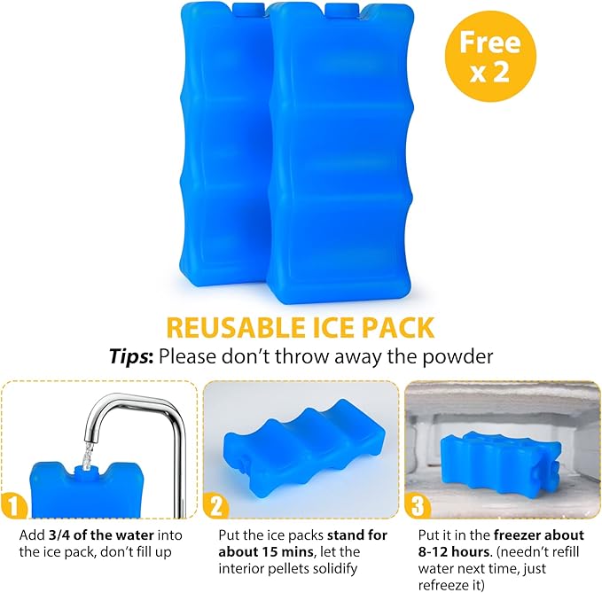 Accmor Breastmilk Cooler Bag with Ice Pack, Breast Pump Bag with Cooler Fits 6 Bottles, Double Layer Breast Milk Cooler Travel Bag for Nursing Mom Daycare, Work, Travel-CubbioJoy