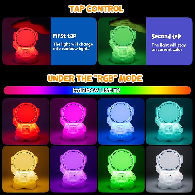 Astronaut Night Light for Kids Room Night Lamp Children Toddler Room Decor Silicone Baby Nursery Night Lights-CubbioJoy