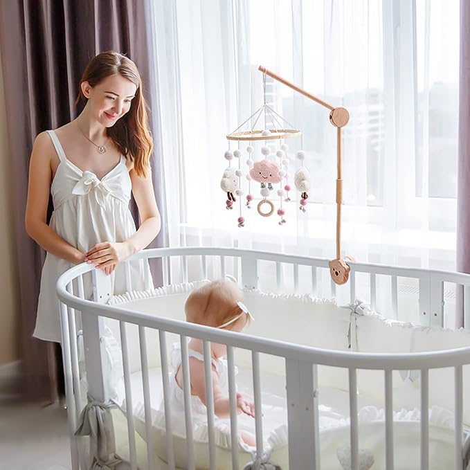 Baby Crib Mobile Arm,HBM Wooden Mobile Arm for Crib Mobile Hanger for Crib Baby Girl Nursery Decor-CubbioJoy