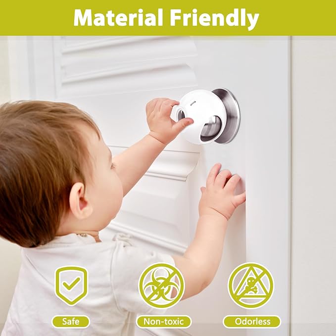 Child Proof Door Knob Covers 6 Pack Door Knob Safety Cover for Kids to Keep Kids from Opening Doors Baby Proof Door Knob Covers 2.7 Inch Large Diameter Child Safety Door Knob Cover Fit More Round Knob-CubbioJoy