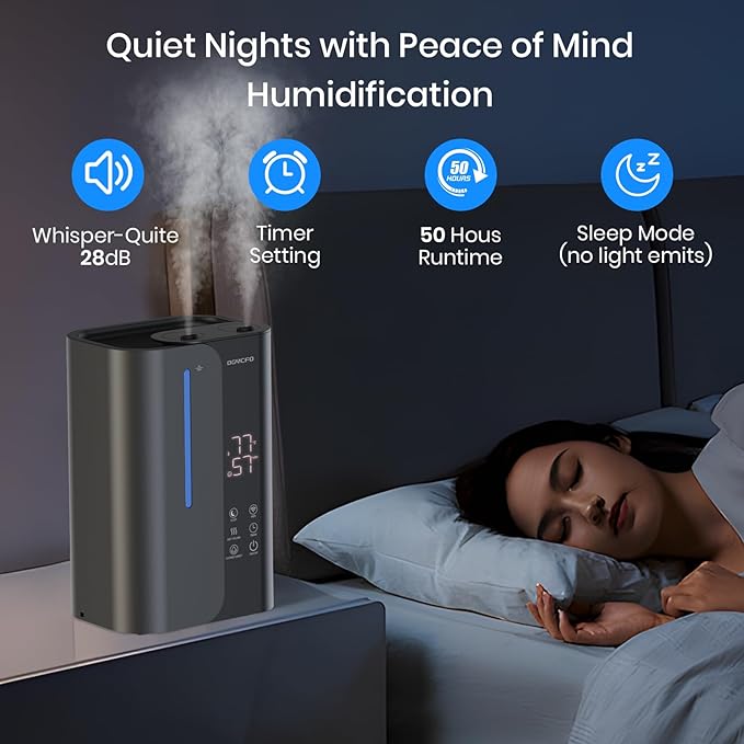 5L Smart Air Humidifiers for Bedroom with Essential Oils, Top Fill 50H Runtime Cool Mist Large Humidifiers for Home Bedroom Nursery, 28 dB Quiet Humidifier for Baby & Plants-CubbioJoy