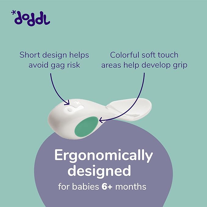 doddl Baby Spoon and Fork Set with Travel Case, Ergonomic Utensils For Self Feeding, Silverware for Babies 6 Months and Up, BPA Free, Dishwasher Safe-CubbioJoy