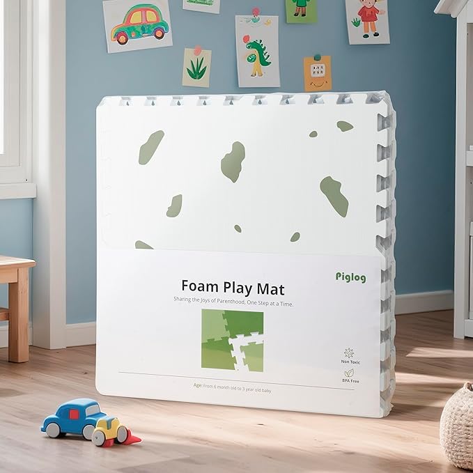 Baby Foam Play Mat-72”x 48” Baby Playmat,6-Piece Interlocking Foam Floor Tiles,Puzzle Mat for Infants and Toddlers,Waterproof Crawling Mat,Non Toxic Play Mat for Baby Tummy Time Mat(Spot)-CubbioJoy