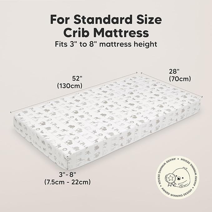 KeaBabies 2-Pack Organic Crib Sheets for Boys, Girls - 52x28 Fitted Crib Mattress Sheet Neutral, Breathable Jersey Cotton Cover for Baby Bed, Toddler Mattress, Soft & Cute Prints (Savannah)-CubbioJoy