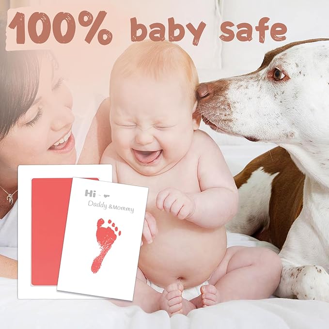 Inkless Baby Hand and Footprint Kit,Clean-Touch Ink Pad Kit,Safe No Mess Printing Infant Hand Foot Stamp,4 Pack Newborn Inkless Print Pads Best Keepsake or Gifts for Family-CubbioJoy