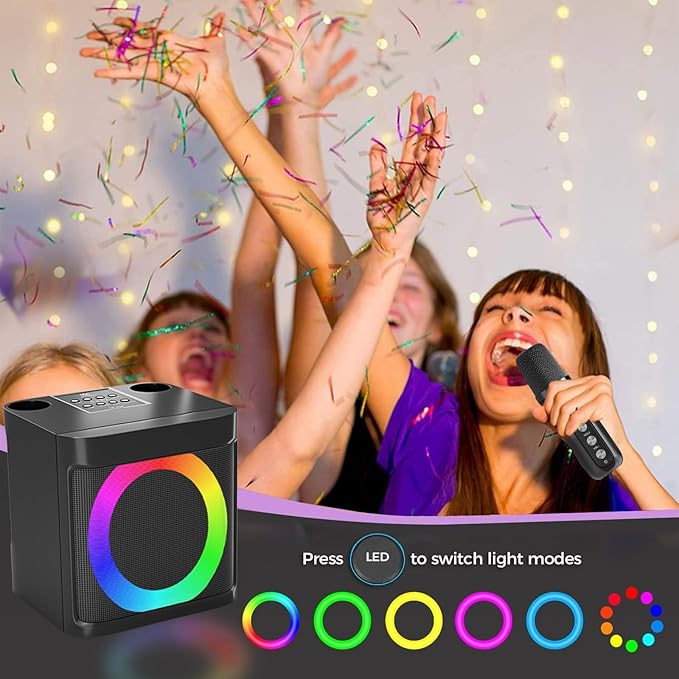 Karaoke Machine for Kids Adults - Portable Bluetooth Speaker with 2 Wireless Microphones, Singing Machine for Home Party, Birthday Gifts for Girls Boys Ages 4, 5, 6, 7, 8, 9, 10, 11, 12+ Years Old-CubbioJoy