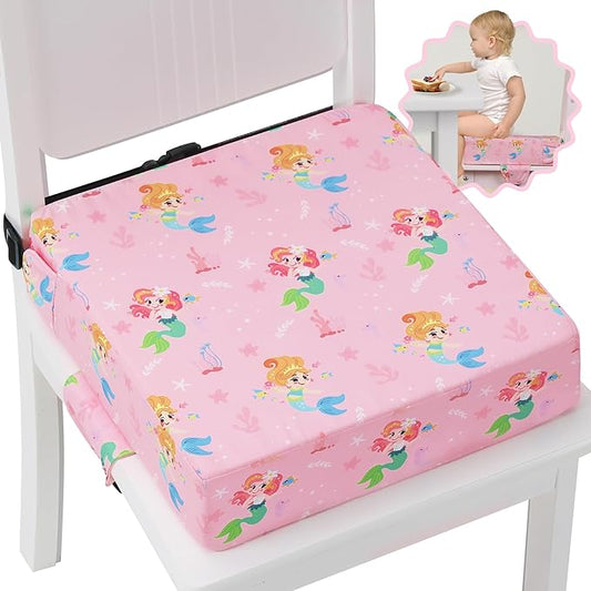 Booster Seat for Kitchen Chair with Adjustable Straps, Toddler Booster Seats for Dining Table Portable for Travel Camping Eating, Booster Cushion for Table for Baby Child Infant Kid Boy Girl-CubbioJoy