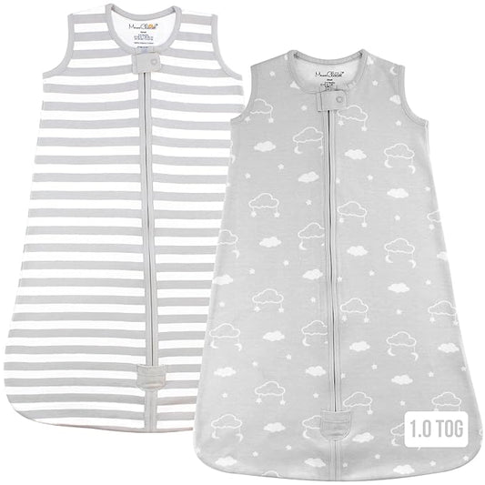 Baby Sleep Sack 1.0 TOG, Organic Cotton Baby Wearable Blanket with Two-Way Zipper, Swaddle Transition Baby Sleeping Bag, All-Season Sleep Sack for Newborn Infant Toddler Boy Girl, 2-Pack, 18-24 Month-CubbioJoy