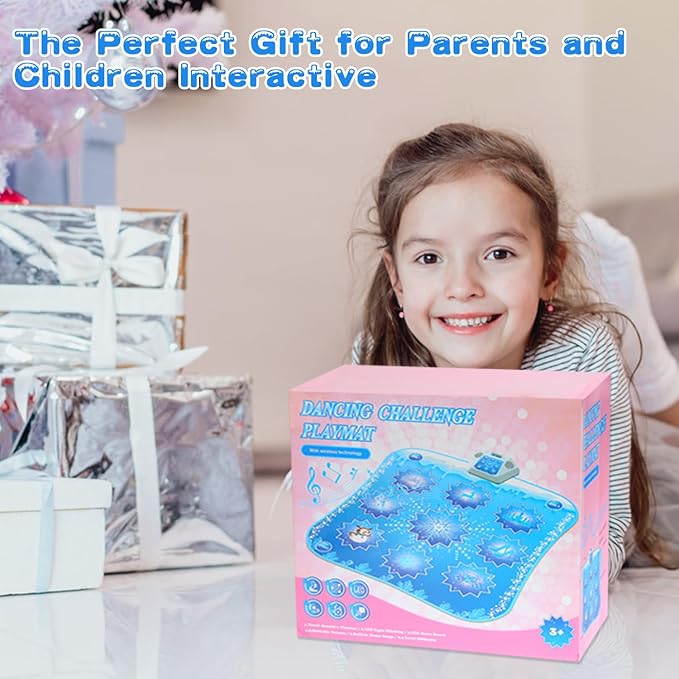 Dance Mat Kids Frozen Toys - Electronic Dance Mat for Girls Boys, Kids Dance Mat 5 Game Modes, Built-in Music, Touch Sensitive Light Up LED, Dance Floor Mat, Gifts for 3 4 7 12 Year Old Girls Boys-CubbioJoy