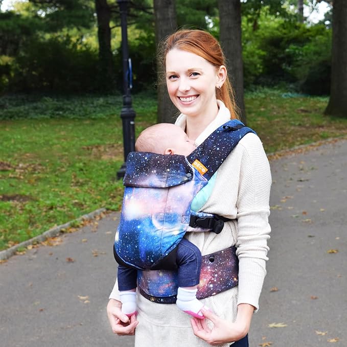 Beco Gemini Baby Carrier from Newborn to Toddler - Certified Ergonomic Newborn Baby Carrier for Infants and Children of 7-35 lbs - M Shape, Adjustable Seat, 100% Cotton (Carina Nebula)-CubbioJoy