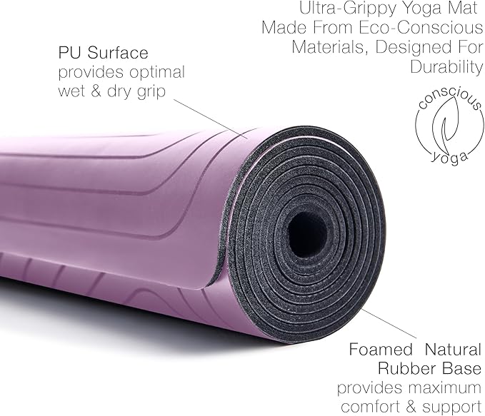agoy Pro+ Warrior - Premium Non-Slip Yoga Mat – Eco-Conscious Design - PU Mat With Wet/Dry Grip+ - Focus Alignment - Lazer-Etched Technology - A Portable Standard Size Mat for All Styles of Yoga-CubbioJoy