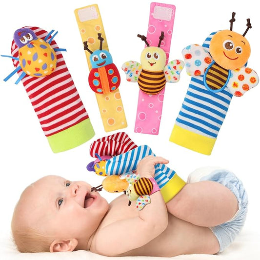 Bloobloomax Baby Rattles Toys for 0-12 Month, Infant Girl Boy Toys for Babies 3-6 Months, Newborn Hand & Foot Toys for 0 to 9 Months, Baby Shower Gifts Set with Wrist Rattle Socks-CubbioJoy