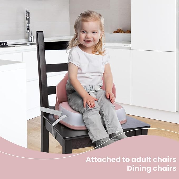 Baby Booster Seats, Toddler Booster Seat for Dining Table with Adjustable Straps, Portable Compact Portable Baby Chair for Dining and Travel (Pink)-CubbioJoy