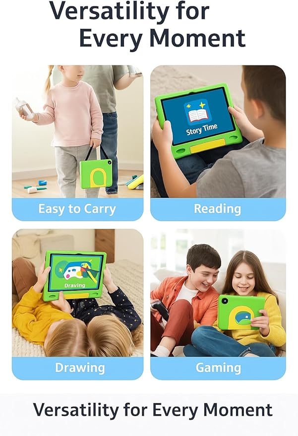 10.1 Inch Kids Tablet with Shockproof Case | Android 14, 64GB+8GB RAM, 12H Battery | Parental Control, Google Kids Space & Preloaded Educational Apps | WiFi 6, HD Display, Ages 3-12-CubbioJoy