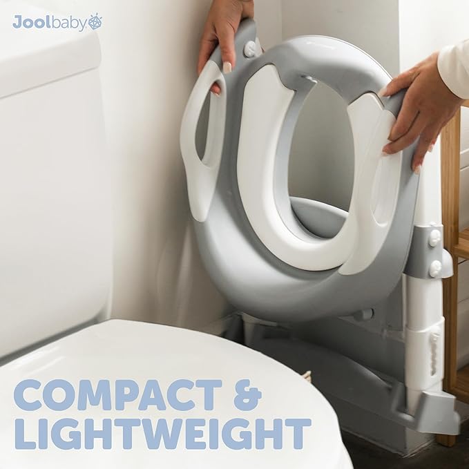 Jool Baby Potty Training Seat with 2 Step Ladder for Toddlers - Soft Cushioned Seat & Splash Guard, Adjustable Height (Gray)-CubbioJoy