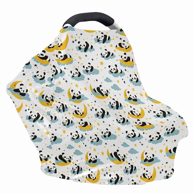 Binienty Cartoon Panda Carseat Cover for Baby Breathable Stretchy Baby Carseat Covers Lightweight Cartoon Car Seat Covers Infants Car Canopies-CubbioJoy