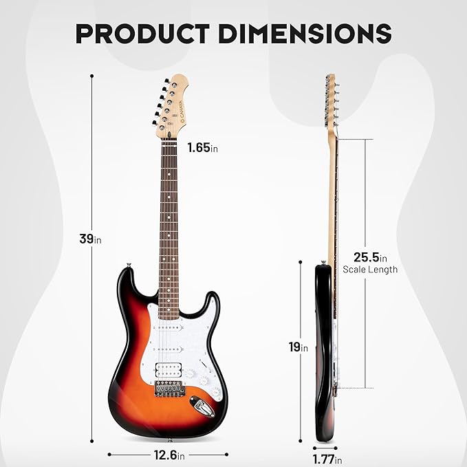 CAHAYA Electric Guitar Kit 39in - Full Size Electric Guitar Kit for Beginner Starter Poplar Solid Body with 10W Amplifier, Gig Bag, Strap, Tuner, Cable, String, Picks-CubbioJoy