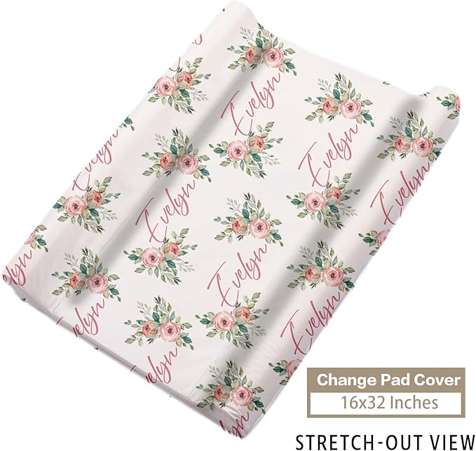 Custom Name Crib Bedding Set - Highland Cow Design, Personalized Floral Nursery Bedding 3-Piece Set– Soft Blanket, Fitted Sheet, Changing Pad Cover – for Newborns Girls Nursery Gifts-CubbioJoy