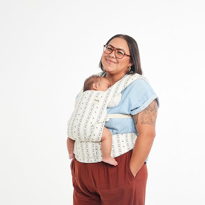 Baby Tula Explore Cotton Baby Carrier 7 – 45 lb, Adjustable Newborn to Toddler Carrier, Multiple Ergonomic Positions Front and Back, Soft and Supportive – Tula Coast, Folklore-CubbioJoy