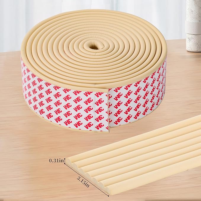 Corner Protector for Baby, Widen Edge Protector with Adhesive Backing, Baby Proofing Edge Corner Protectors Self Adhesive Furniture Corner Guard Bumper for Table, Desk, Fireplace (White, 16.4ft)-CubbioJoy