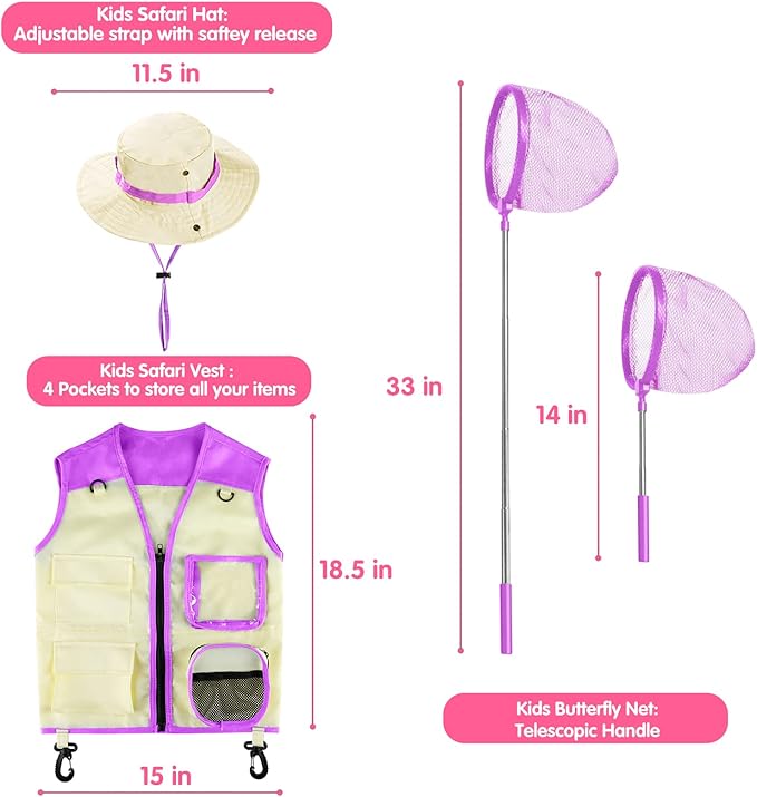 INNOCHEER Explorer Kit & Bug Catcher Kit for Kids Outdoor Exploration for Boys Girls 3-12 Years Old (Purple)-CubbioJoy
