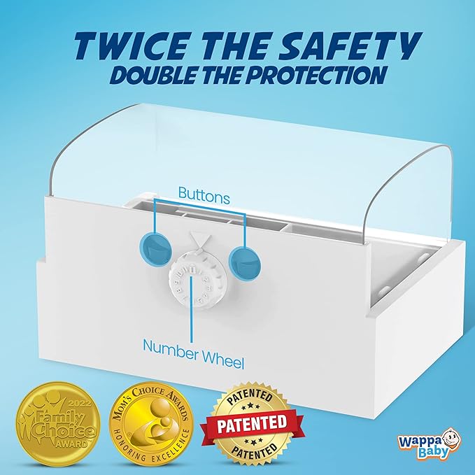 Clear Outlet Cover Box [Patented] Double Lock for Much Better Toddler Proofing, Easier Operation, Simple 3 Step Install with Included Screws. Provides Extra Space Inside for Plugs-CubbioJoy