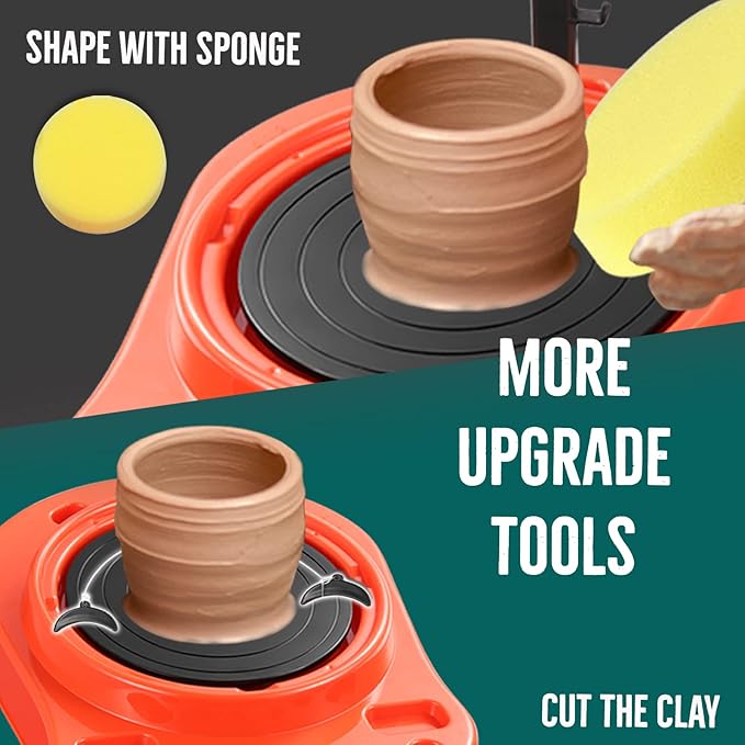 Insnug Pottery Wheel for Kids - Complete Pottery Kit for Beginners, Upgraded Sculpting Clay Tools, Air Dry Clay & Arts Supplies, Mini Pottery Wheel Crafts Kits for Kids Girls Boys Ages 8-12-CubbioJoy