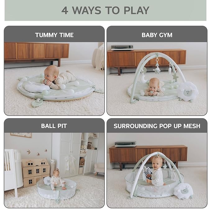 6-in-1 XL Play Mat & Play Gym, Baby Gym, Baby Activity Gym, Sensory Exploration and Motor Skill Development Toys (Sage)-CubbioJoy