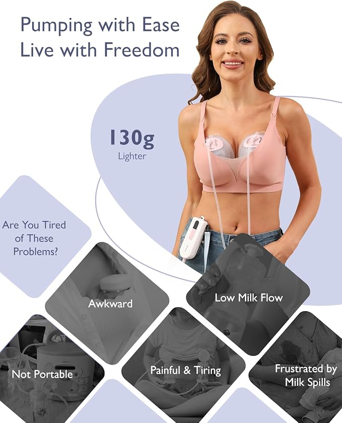 Breast Pump Hands Free K3 Updated,Wearable Breastfeeding Pump with Soft Double-Seal Flange,1800mAh Long Battery Life & LED Display, 3 Modes & 9 Levels Electric Breast Pumps Portable 15-24mm-CubbioJoy