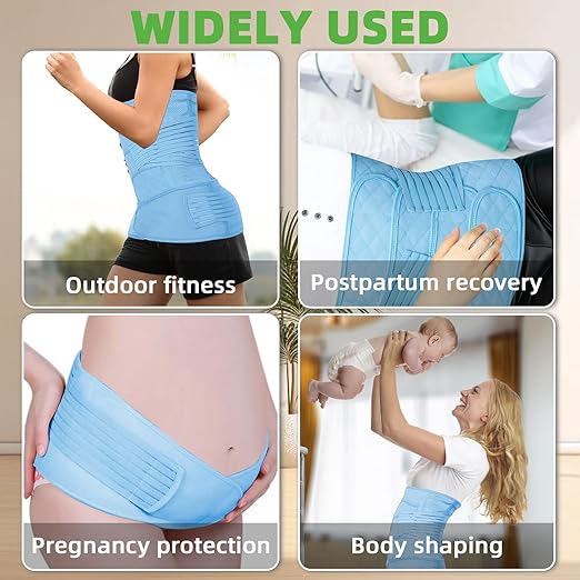 2 in 1 Postpartum Belly Band Wrap Blue, C-Section Support Belt Medium, Post Partum Support Recovery Waist/Pelvis Belt, Hysterectomy Belly Band Binder Girdle Stomach-CubbioJoy