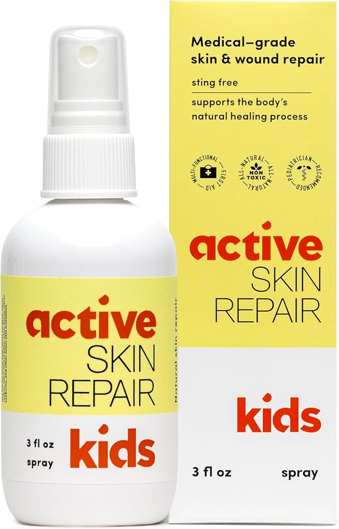 Active Skin Repair Kids First Aid Spray - Non-Toxic & Natural Kids Antiseptic Formula for Minor Cuts, Wounds, Scrapes, Rashes, Sunburns, and Other Skin Irritations (3oz Spray)-CubbioJoy