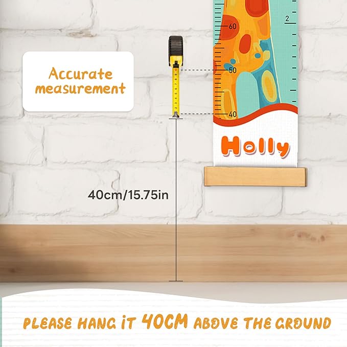 Customize Name Kids Height Chart for Wall, Giraffe Growth Chart for Wall, Kids Growth & Measuring Chart in Inches, Fun & Stylish Height Tracker for Children, Nursery Decor Essentials-CubbioJoy