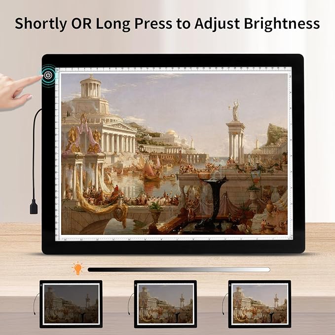 A3 LED Light Box for Tracing, elice Artist Drawing Lightbox Light Table Light Pad Light Copy Board, Up to 8000 Lux Super Bright Lightpad for Cricut Weeding Vinyl, Diamond Painting, Sketching (Black)-CubbioJoy