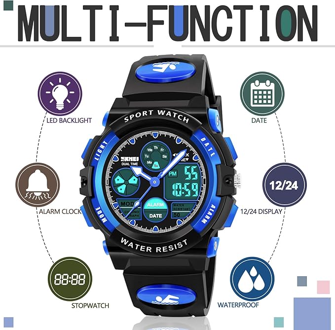 ATIMO LED Multi Function Waterproof Watch for Kids - Kids Gifts-CubbioJoy