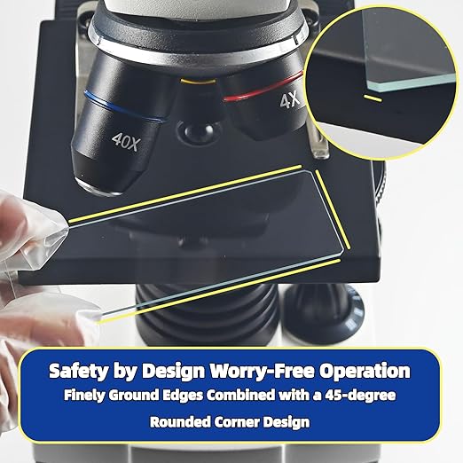 Blank Glass Microscope Slides and Covers - Ground Edges & 45° Clipped Corners, High-Clarity, Pre-Cleaned, 50 Slides & 100 Coverslips, Microscope Accessories for Experiments & Analyses-CubbioJoy