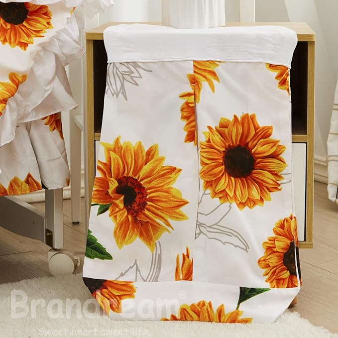 Brandream Nursery Bedding Farmhouse Floral Baby Bedding Yellow White Crib Blanket Set Sunflower Girls Boho Fitted Sheet,6 Piece-CubbioJoy