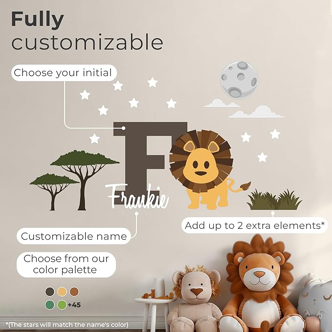 CRYPTONITE Lion King Personalized Name Decal, Multicolor Options, Wall Decor, Vinyl, for Baby & Kids-CubbioJoy