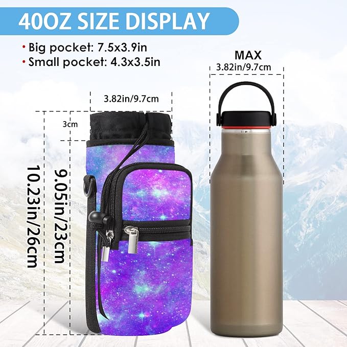 25/32/40/64oz Water Bottle Bag Holder Carrier-Insulated Crossbody Sling Case Sleeve with Strap & Pockets for Men Women Gym Cycling Travel Walking Hiking Camping-CubbioJoy