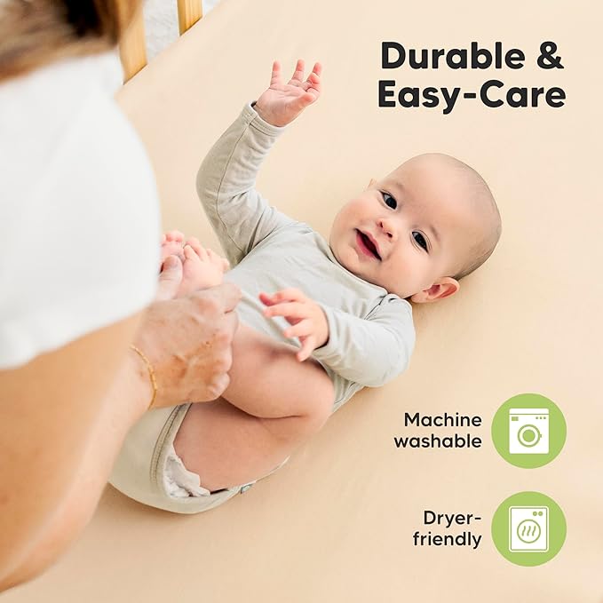 KeaBabies 2-Pack Organic Crib Sheets for Boys, Girls - 52x28 Fitted Crib Mattress Sheet Neutral, Breathable Jersey Cotton Cover for Baby Bed, Toddler Mattress, Soft & Cute Prints (Pecan)-CubbioJoy