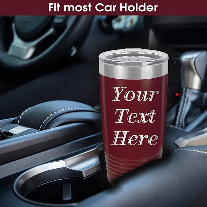 iProductsUS Personalized Tumbler with Slider Lid, Stainless Steel 20 oz Coffee Mug Engrave Names, Vacuum Insulated Custom Cup, Gift Idea for Dad, Husband, Him (Maroon)-CubbioJoy