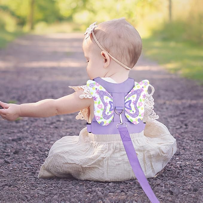 Accmor Toddler Harness Leash + Anti Lost Wrist Link, Cute Butterfly Kids Leash Wristband Assistant, Adorable Child Walking Harness Strap Adjustable Belt Protector for Baby Girls to Outdoor Travel-CubbioJoy