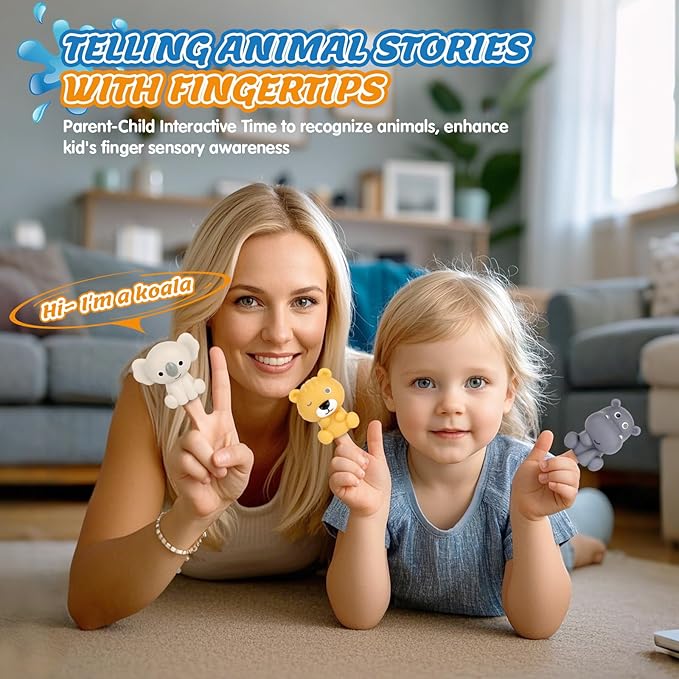 Bath Pool Toys for Toddler, Stacking Toys with 3 Boat 3 Sensory Finger Puppets, Toddler Toys Gifts for 2-4 Year Old Boy Girl, Model B-CubbioJoy