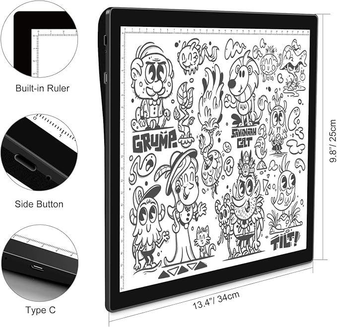 A4 Rechargeable Light Pad with Carry Bag, KOBAIBAN Wireless Magnetic Tracing Light Box, 5-Level Brightness LED Light Tablet Board, Cordless Battery Powered Light Drawing Table for DIY Diamond Painting-CubbioJoy