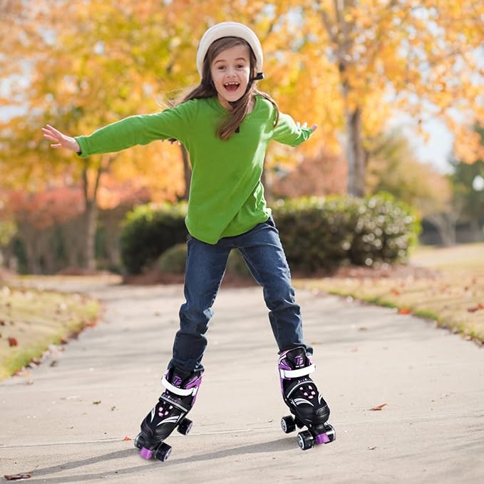 Adjustable 4 Size Kids Roller Skates With Light up Wheels for Girls Ages 5-8-12, Safe and Fun Illuminating Skates for Kids, Toddlers, Boys-CubbioJoy