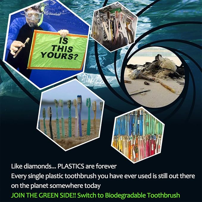 Biodegradable Bamboo Toothbrushes, 10 Piece BPA Free Soft Bristles Toothbrushes, Natural, Eco-Friendly, Green and Compostable-CubbioJoy