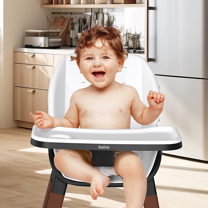8 in 1 Highchair, Convertible Wooden Baby High Chair with Tray, Adjustable High Chair for Babies and Toddlers, Easy to Clean, Grow with Family|Booster|Learning Table|High Stool-CubbioJoy