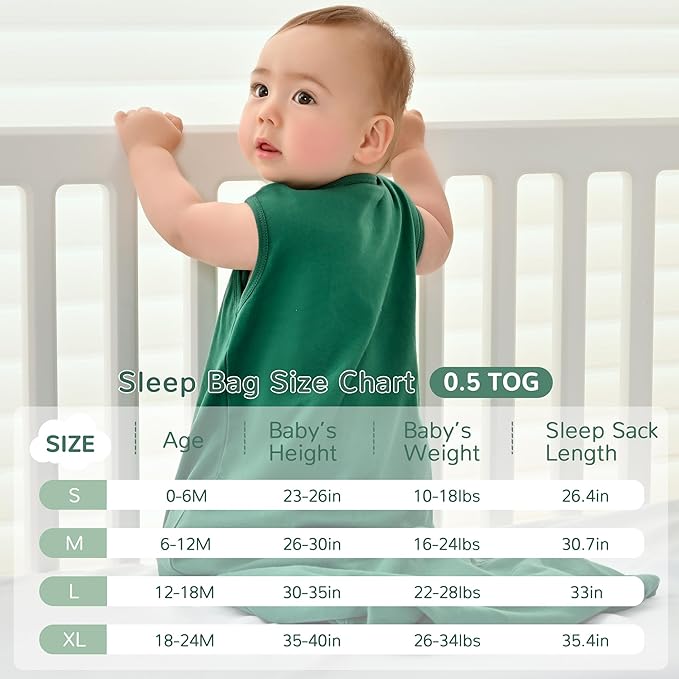 JELLYMONI Baby Sleep Sack 12-18 Months 100% Cotton Wearable Blanket, 0.5 TOG Soft Lightweight Toddler Sleeping Sack 3 Pack 2-Way Zipper Newborn Sleep Sacks-CubbioJoy